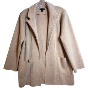 J.Crew Women's 100% Merino Wool OpenFront Sophie Cardigan Tan Blazer Sz L Preppy